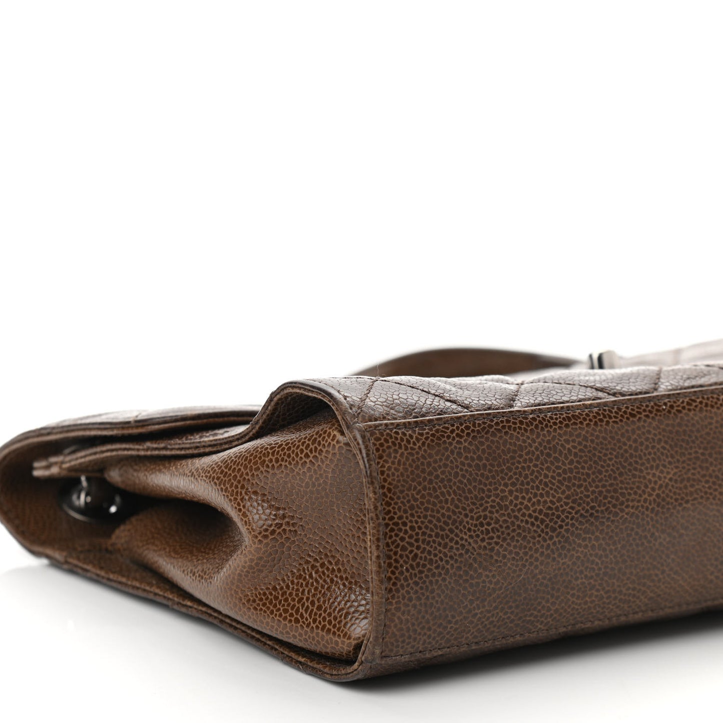 Crumpled Grained Calfskin Medium CC Crave Flap Brown