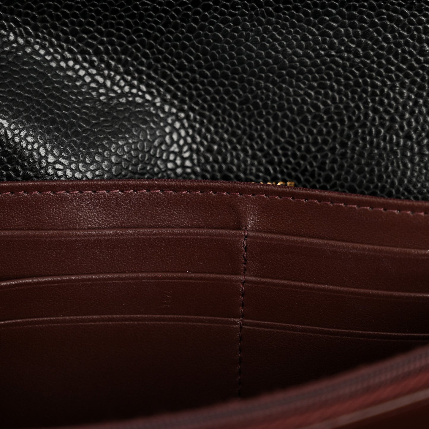 Caviar Quilted Large Gusset Flap Wallet Black