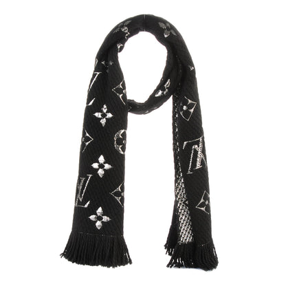 Louis Vuitton Wool Silk Logomania Shine Scarf Black 1 of 4
