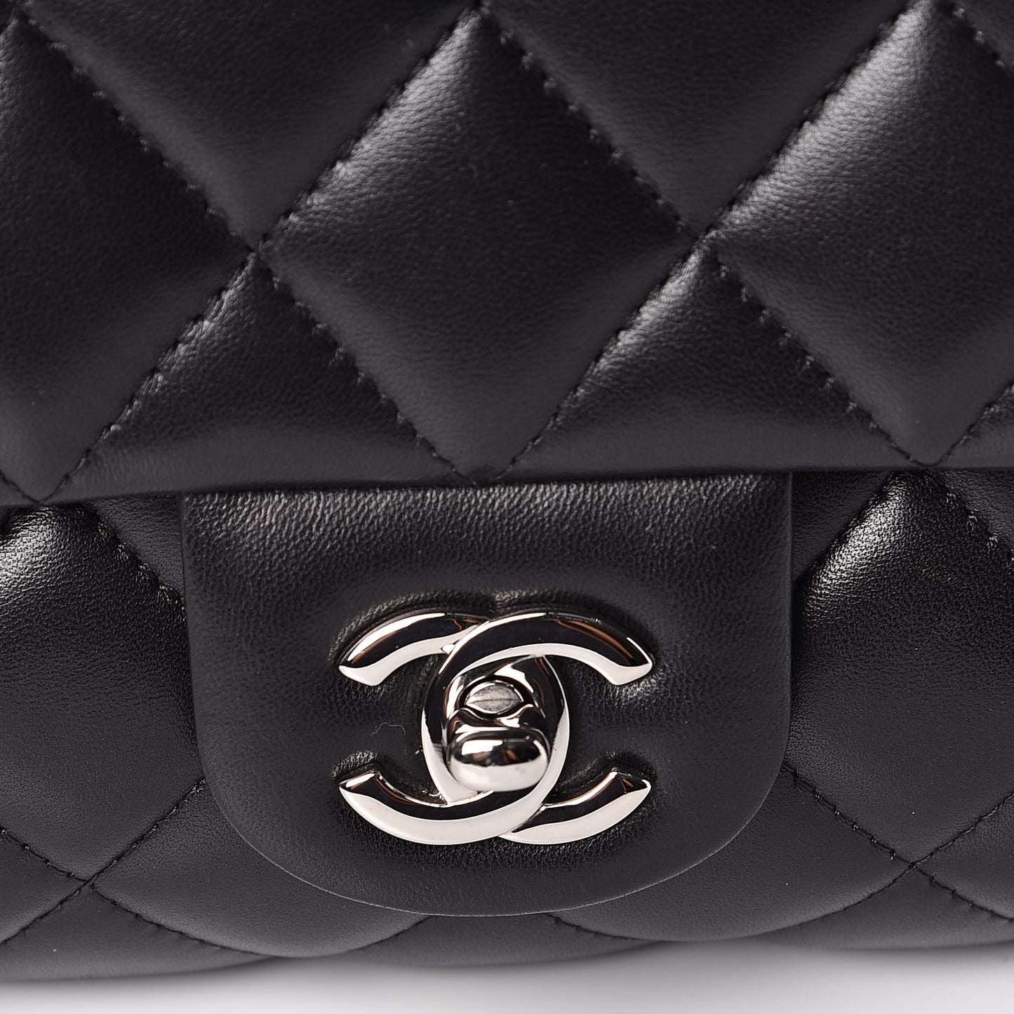 Lambskin Quilted Clutch With Chain Flap Black