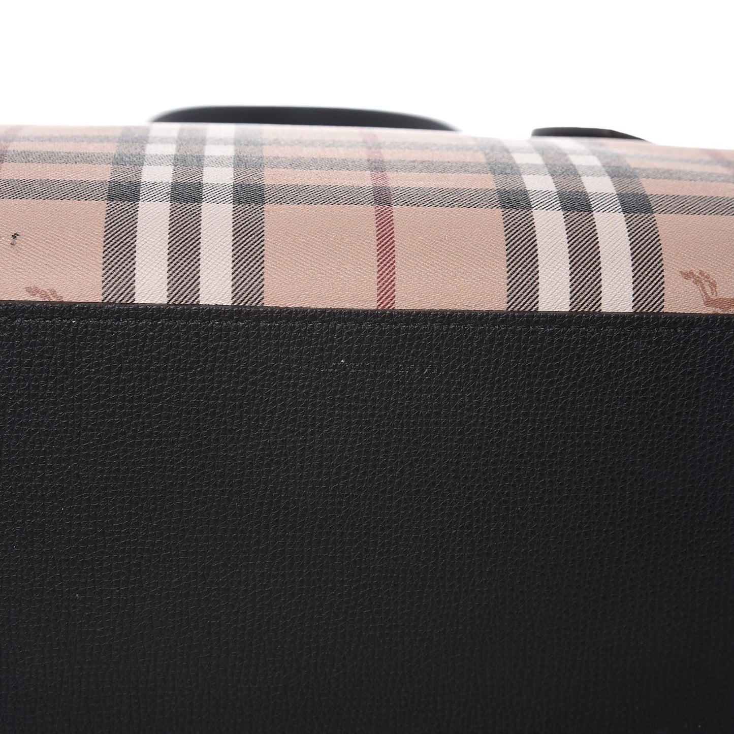Grainy Calfskin Haymarket Check Medium Reversible Tote Black