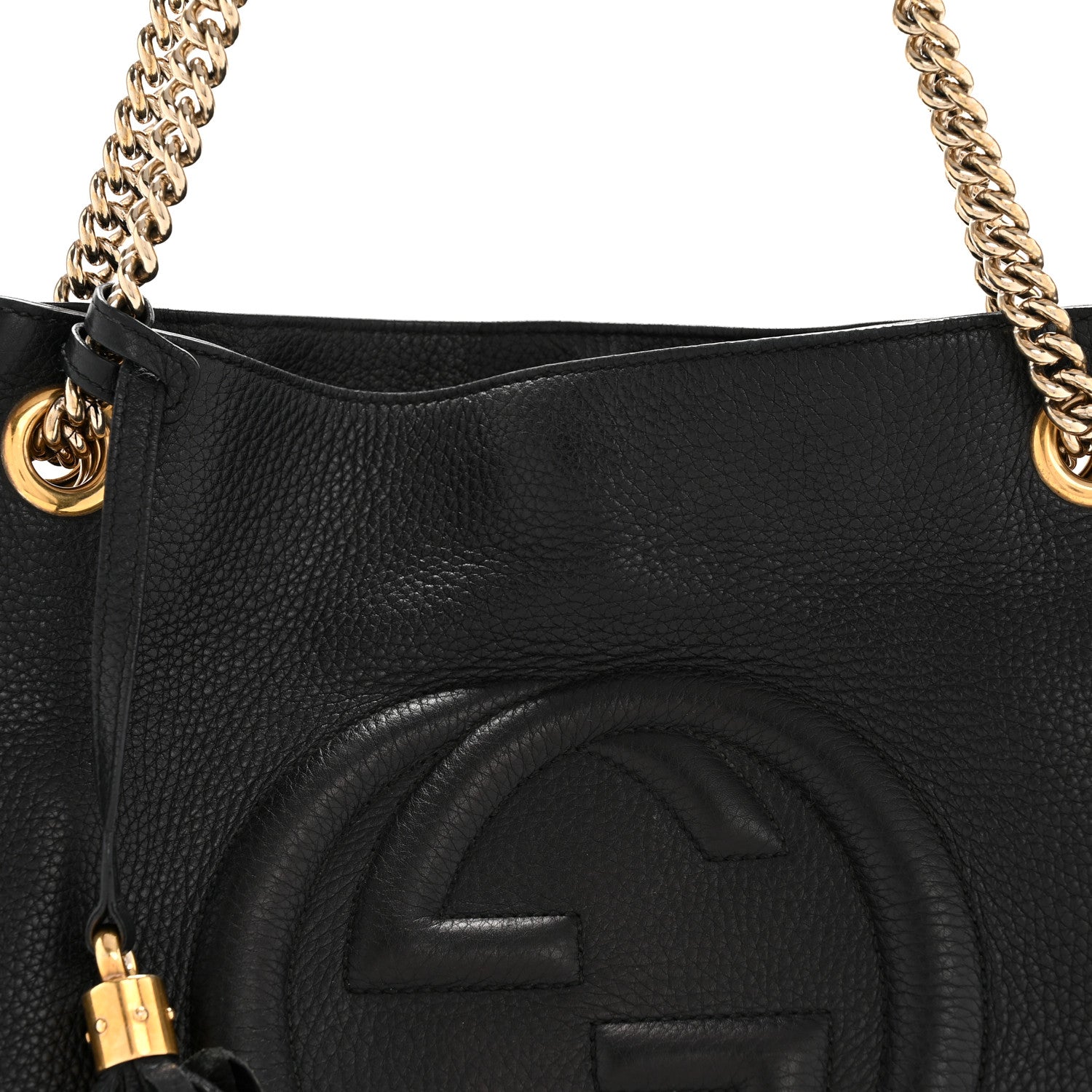 Gucci Pebbled Calfskin Medium Soho Chain Shoulder Bag Black 8 of 13