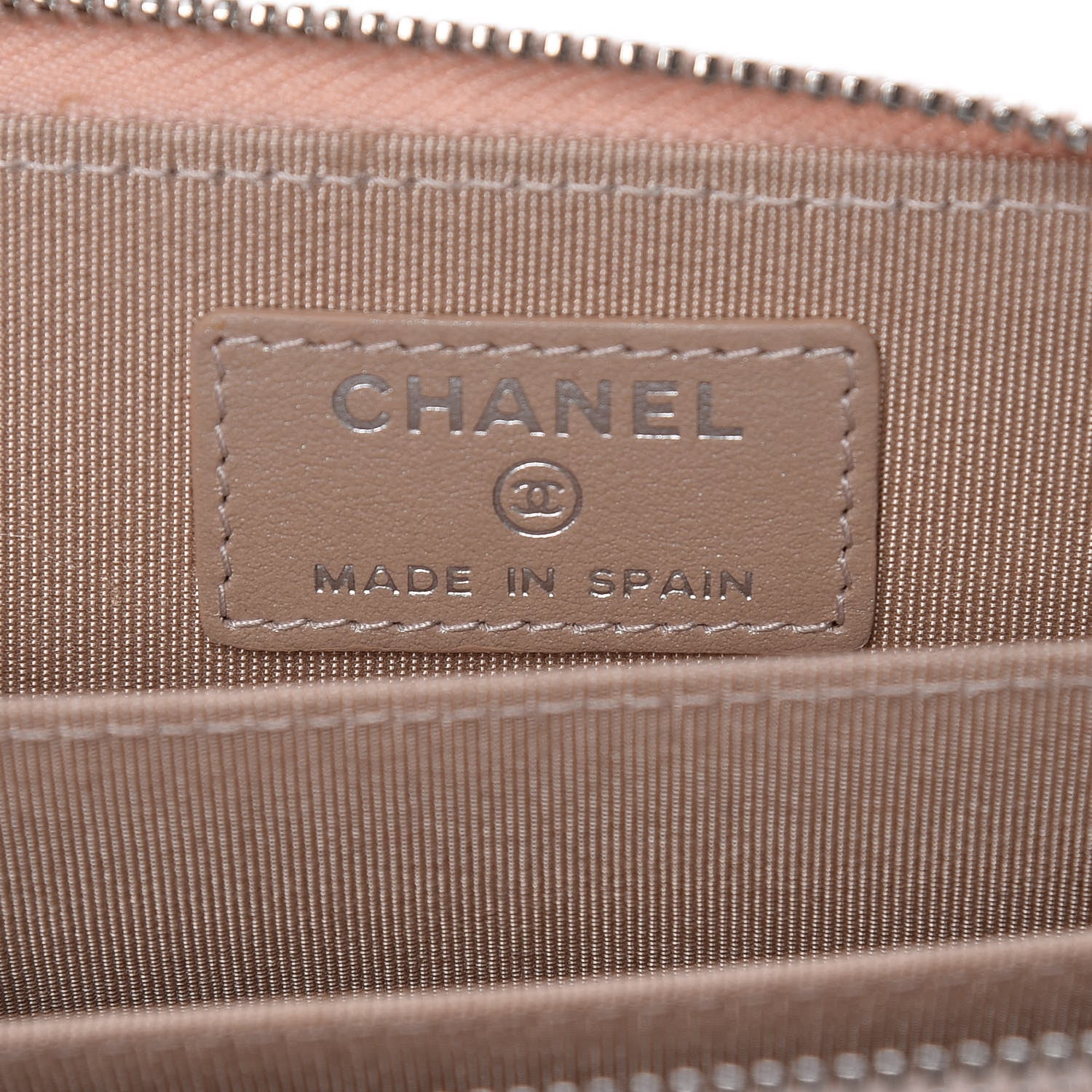 Chanel Metallic Caviar Chevron Quilted Zip Around Coin Purse Light Gold 6 of 10