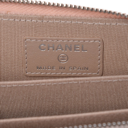 Chanel Metallic Caviar Chevron Quilted Zip Around Coin Purse Light Gold 6 of 10