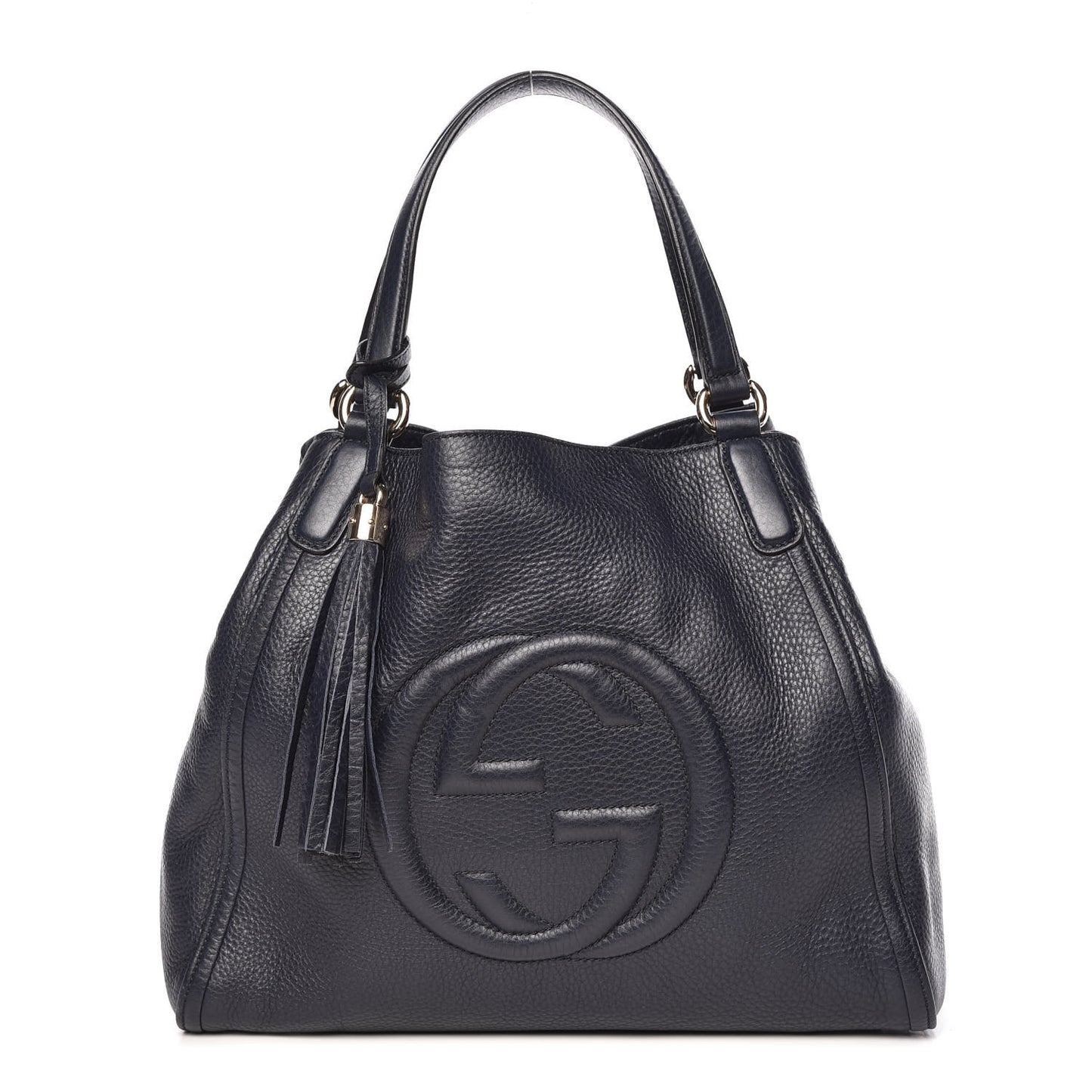 Pebbled Calfskin Medium Soho Shoulder Bag Blue