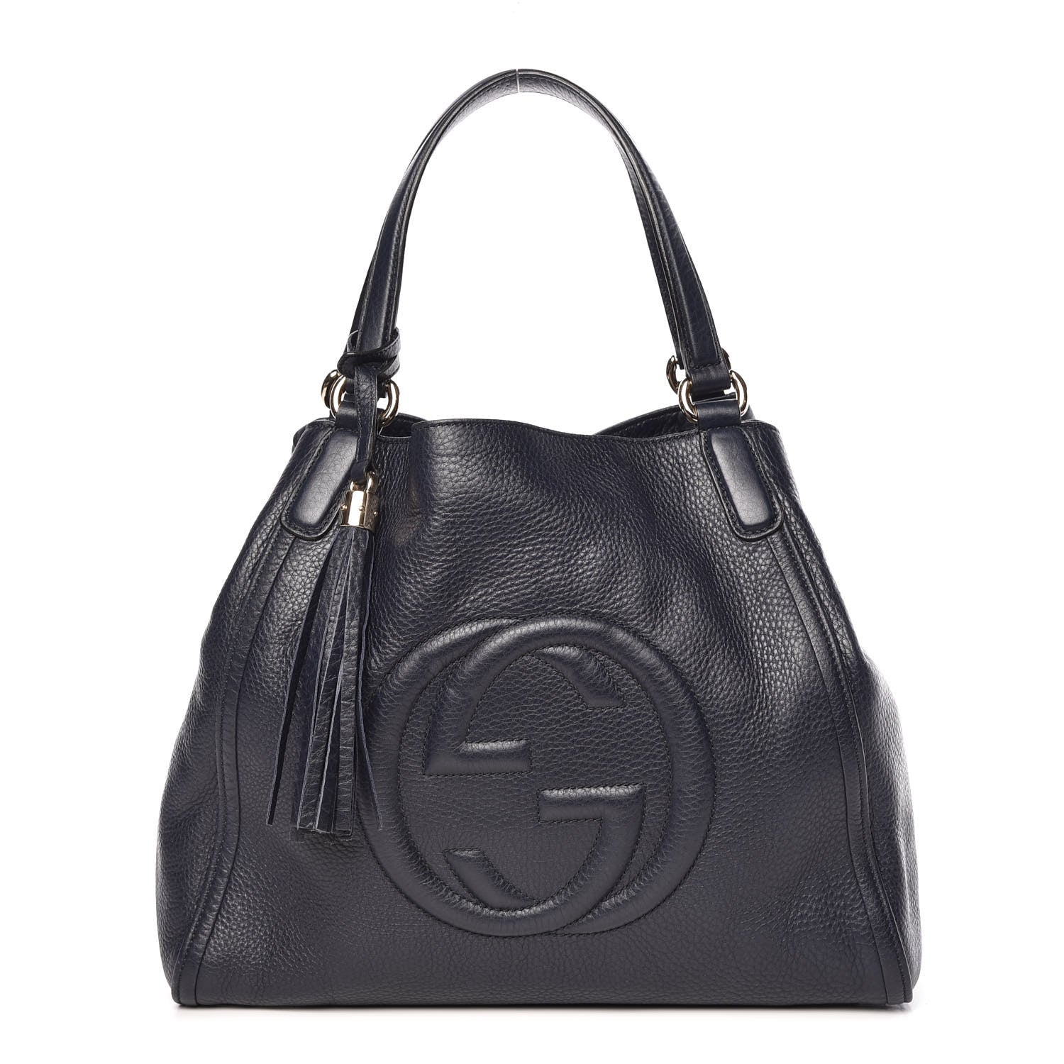 Gucci Pebbled Calfskin Medium Soho Shoulder Bag Blue 1 of 9
