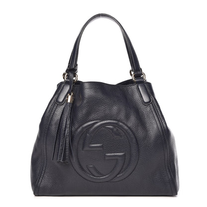 Gucci Pebbled Calfskin Medium Soho Shoulder Bag Blue 1 of 9