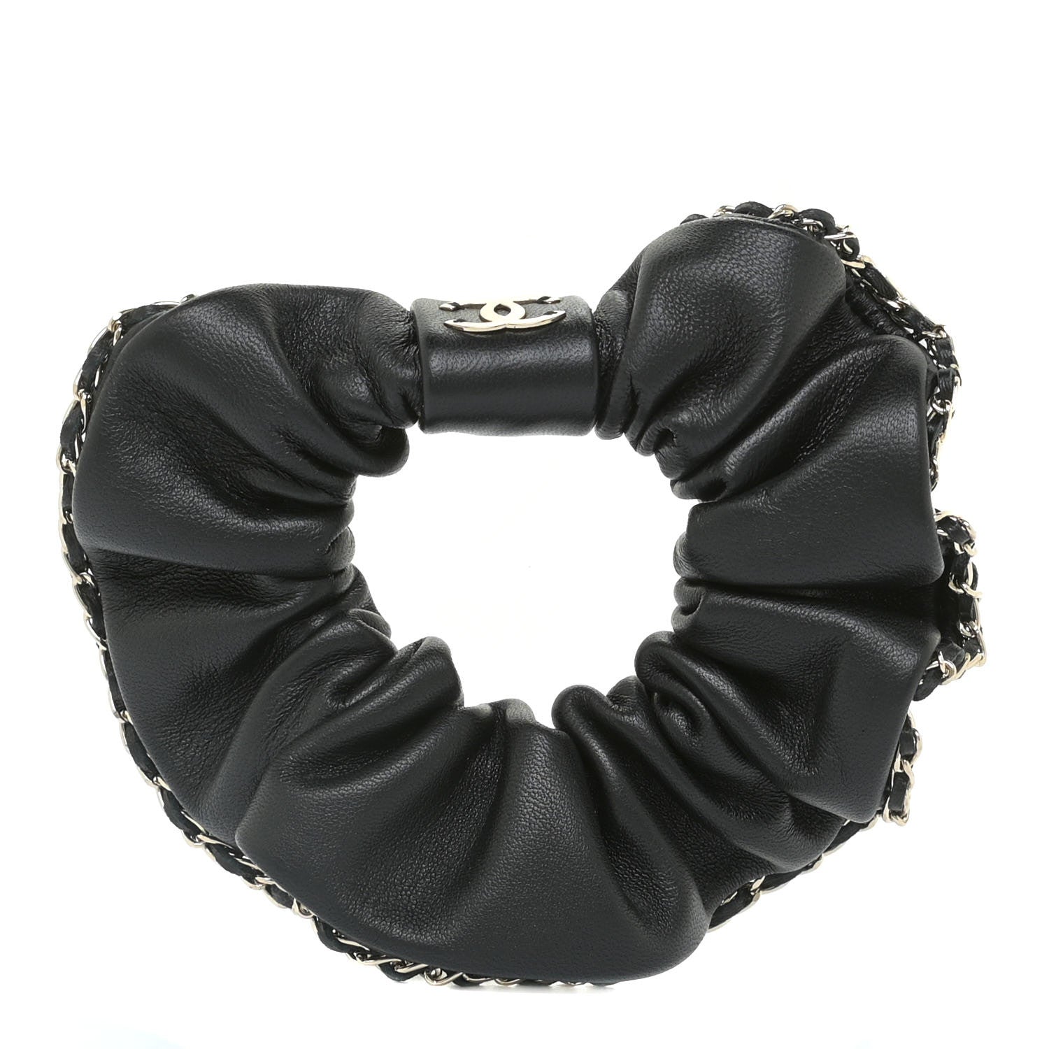 Chanel Lambskin Chain CC Hair Scrunchie Black Gold 1 of 6
