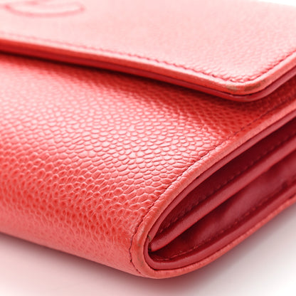 Chanel Caviar Timeless CC Large Flap Wallet Light Red 10 of 13