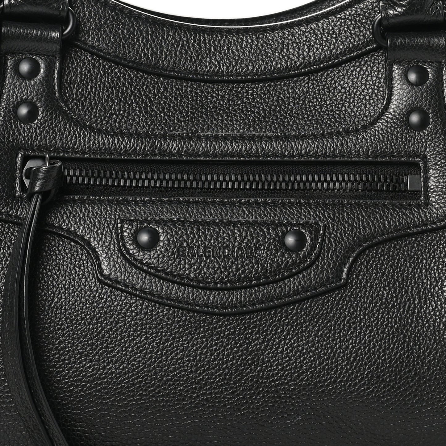 Grained Calfskin Neo Classic Black Hardware Medium City Black