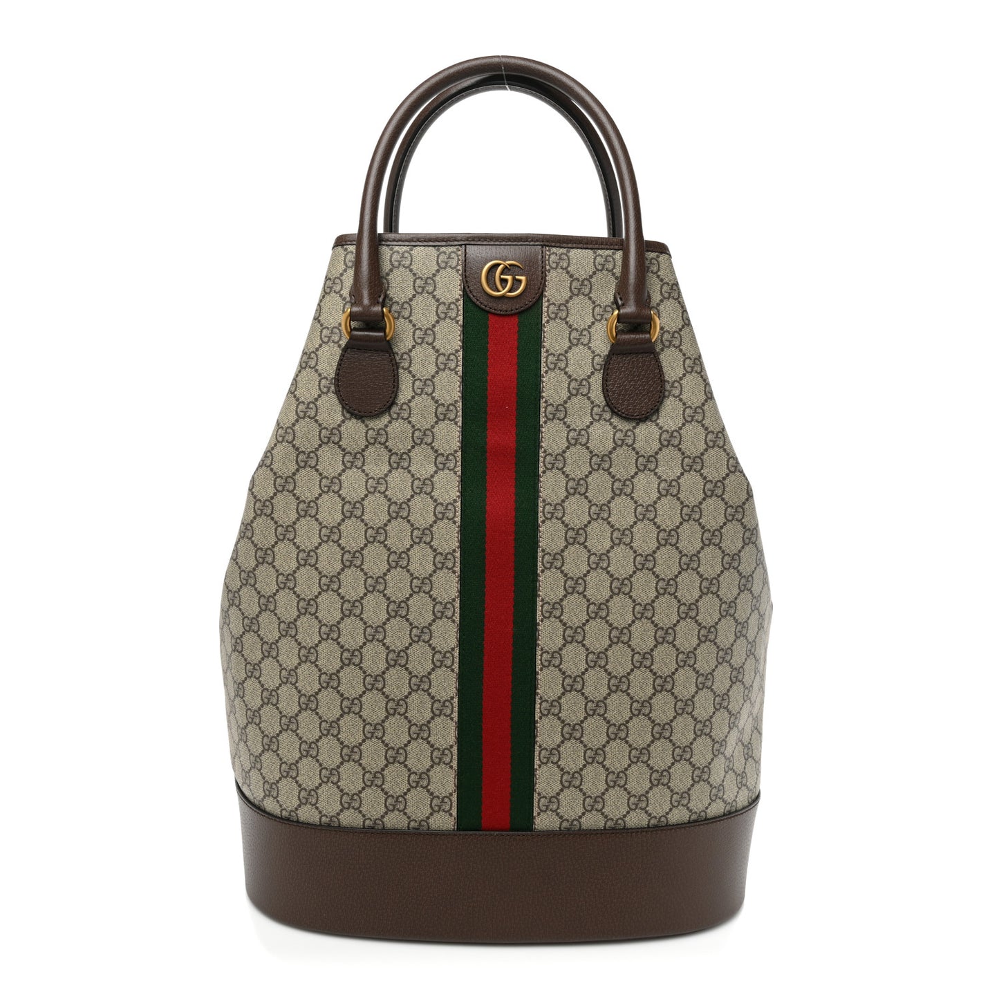 GG Supreme Monogram Textured Dollar Calfskin Web Savoy Duffle Bag Beige Ebony