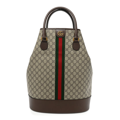 Gucci GG Supreme Monogram Textured Dollar Calfskin Web Savoy Duffle Bag Beige Ebony 1 of 11