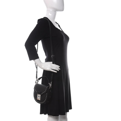 MCM Calfskin Mini Patricia Studded Crossbody Bag Black 2 of 10