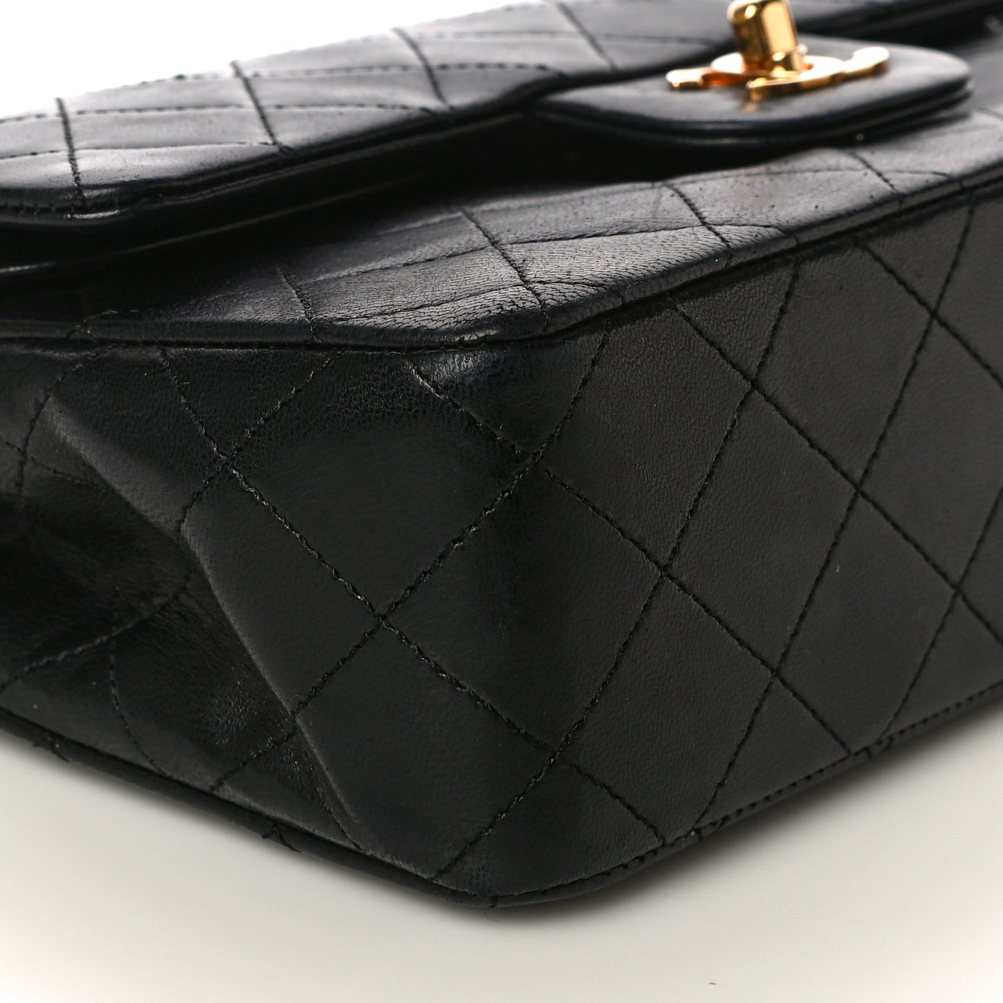 Lambskin Quilted Small Double Flap Black
