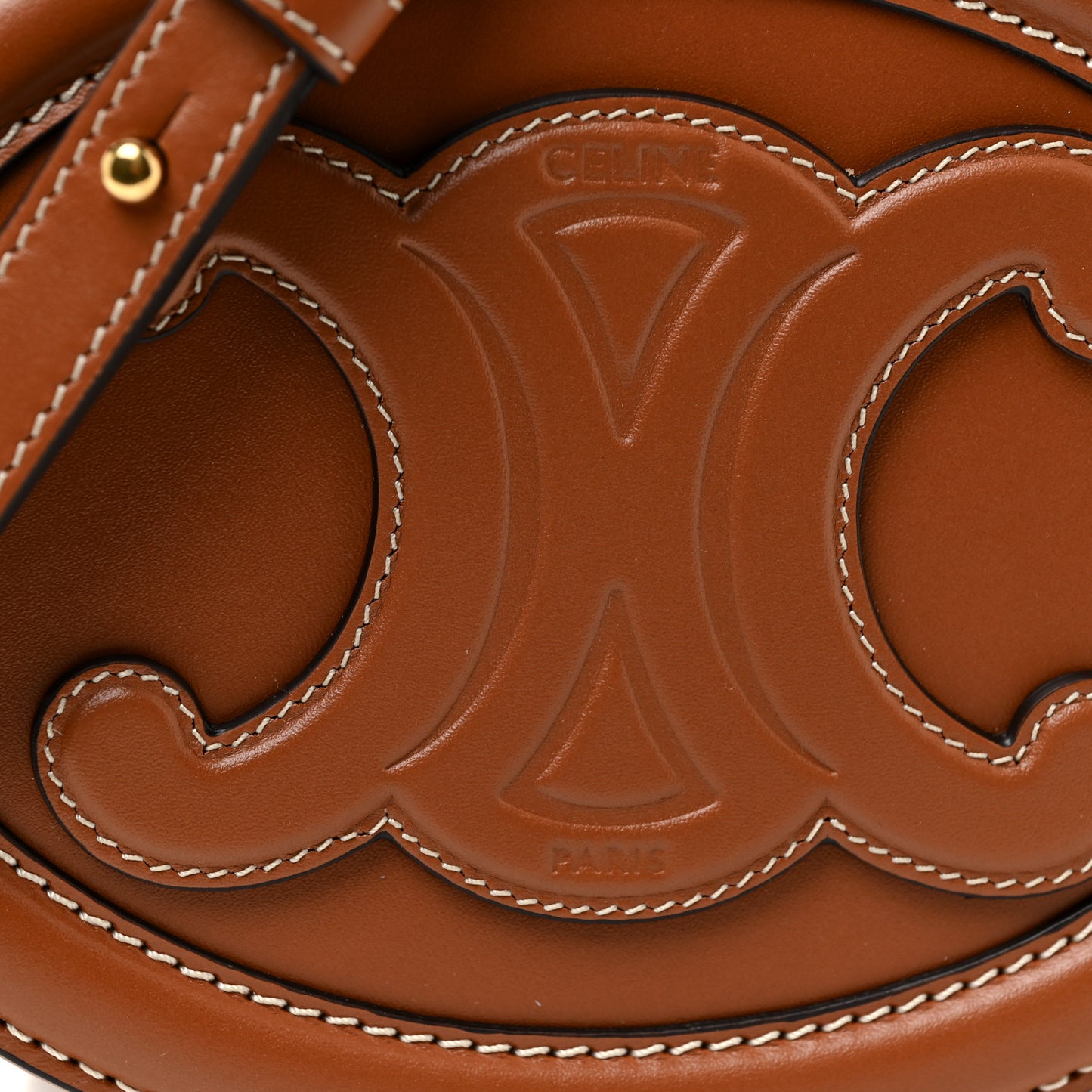 Smooth Calfskin Cuir Small Triomphe Oval Crossbody Purse Tan