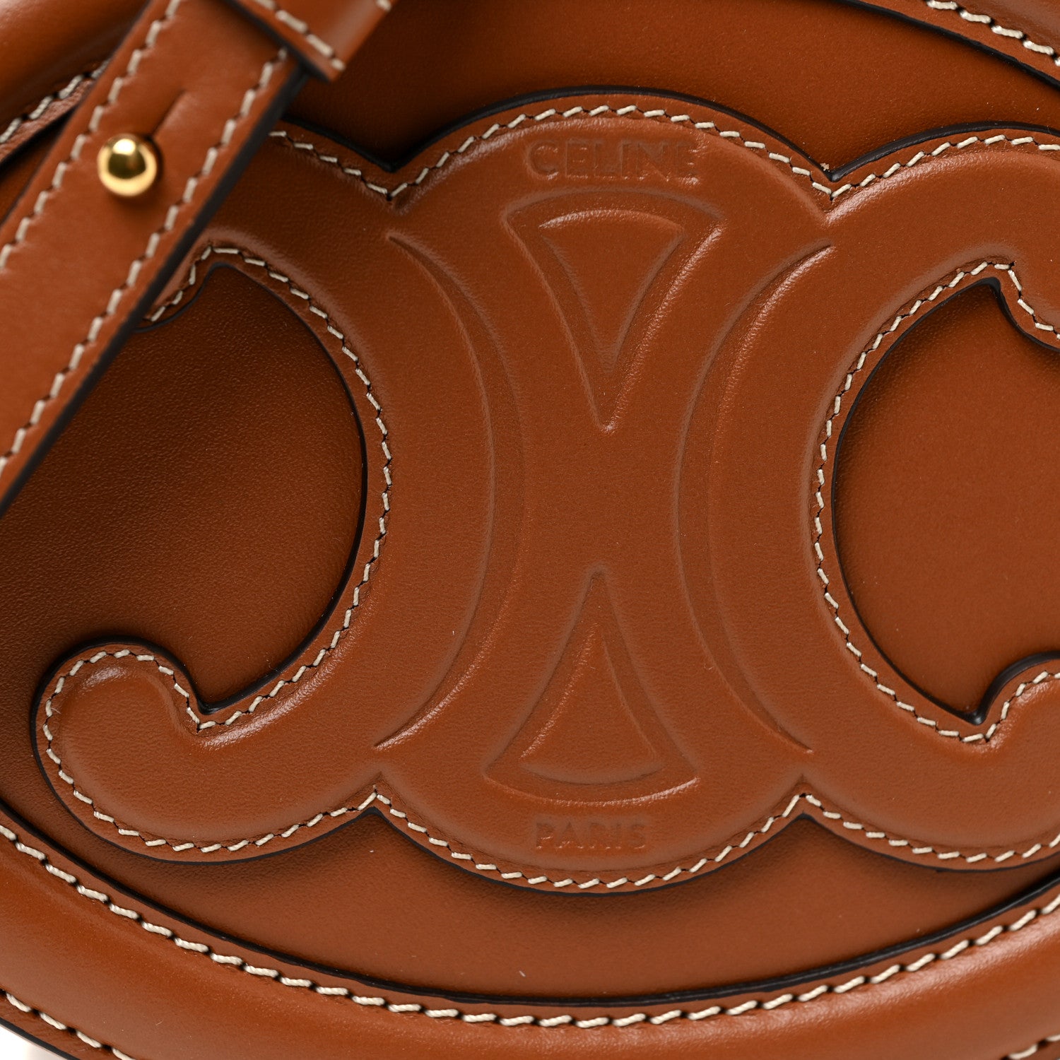 Celine Smooth Calfskin Cuir Small Triomphe Oval Crossbody Purse Tan 6 of 9