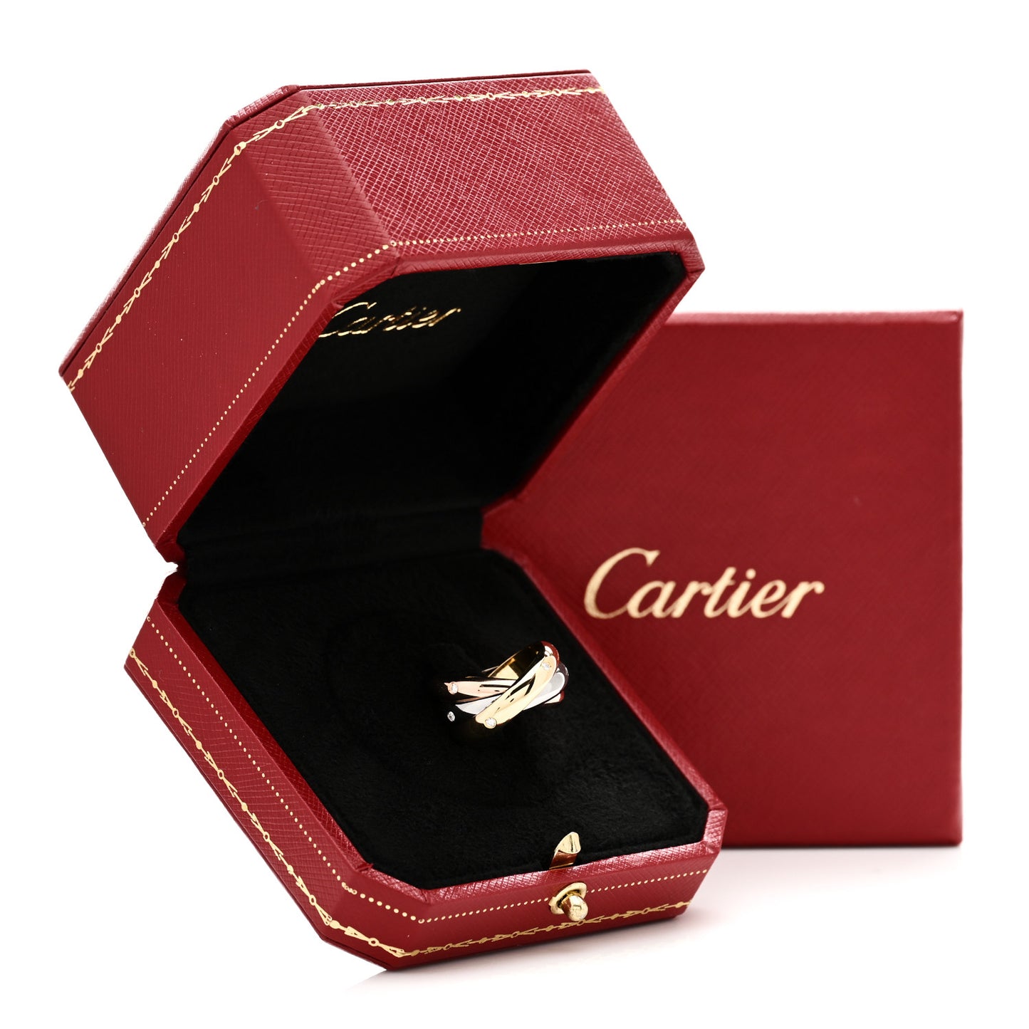 18K Pink Yellow White Gold Diamond Trinity Ring 50 5.25