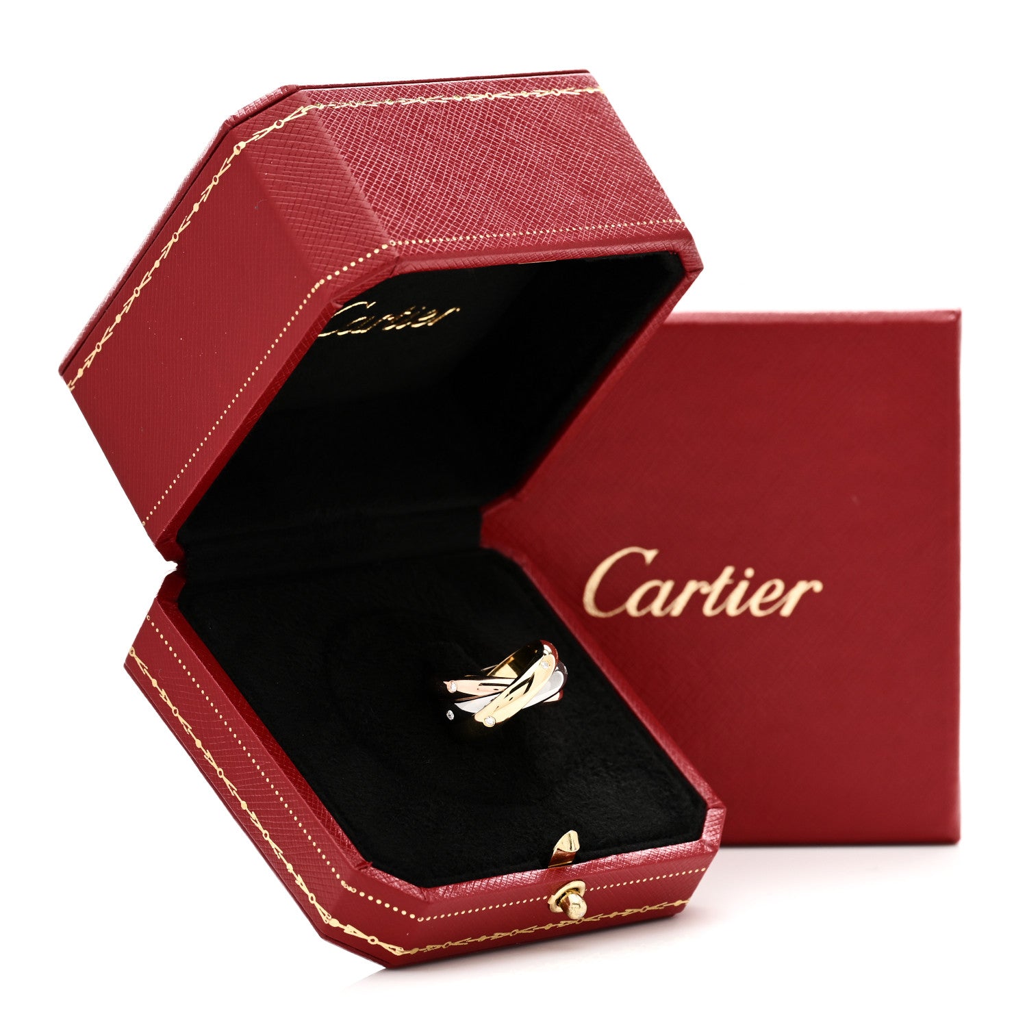Cartier 18K Pink Yellow White Gold Diamond Trinity Ring 50 5.25 6 of 6