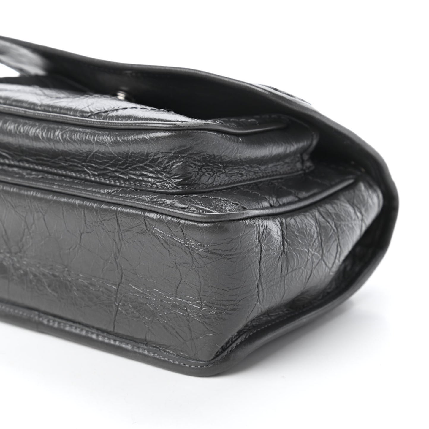 Crinkled Calfskin Matelasse Monogram Baby Niki Chain Satchel Storm