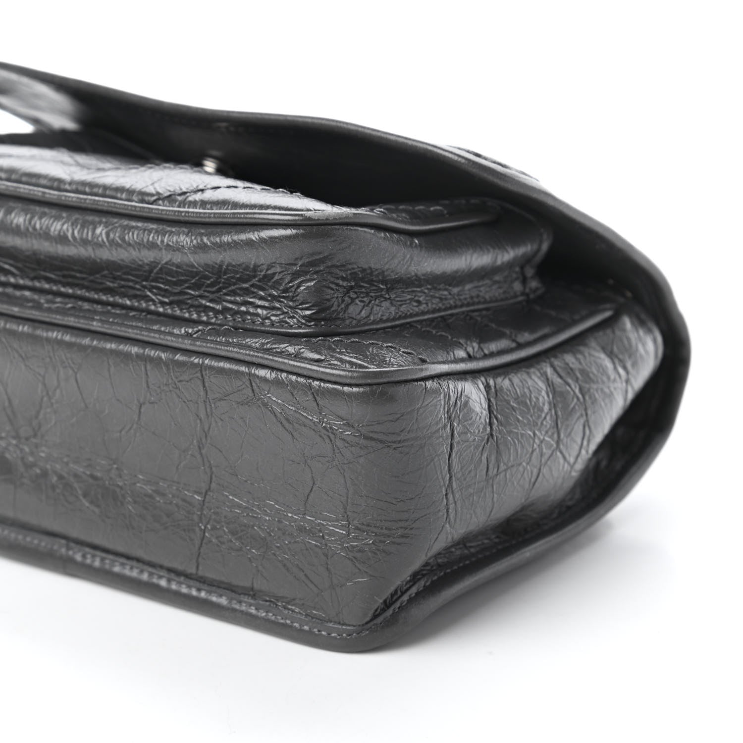 Saint Laurent Crinkled Calfskin Matelasse Monogram Baby Niki Chain Satchel Storm 7 of 11