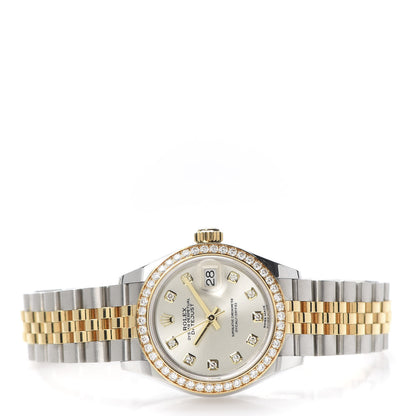 Rolex Stainless Steel 18K Yellow Gold Diamond 28mm Oyster Perpetual Datejust Watch Silver 279383 3 of 7