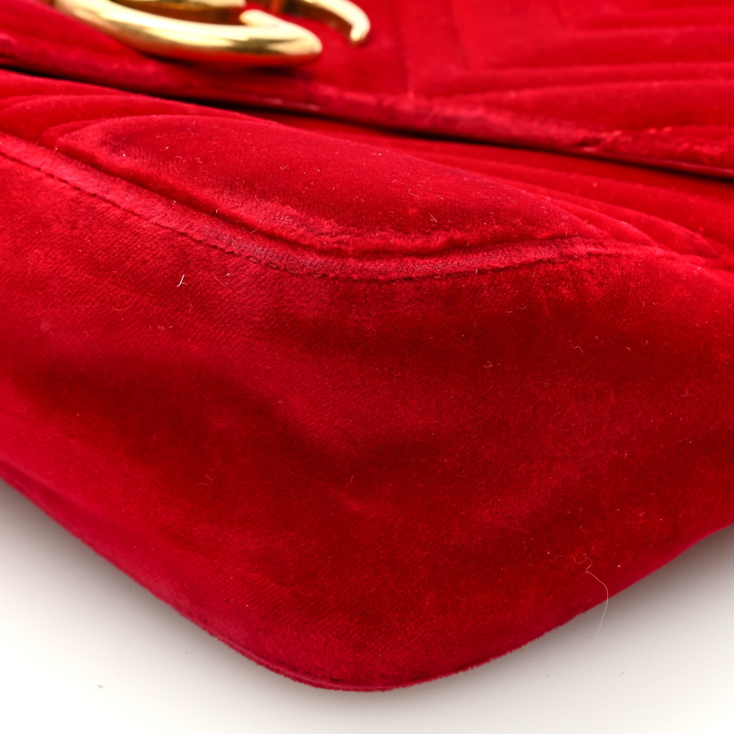 Gucci Velvet Matelasse Medium GG Marmont Shoulder Bag Hibiscus Red 10 of 10