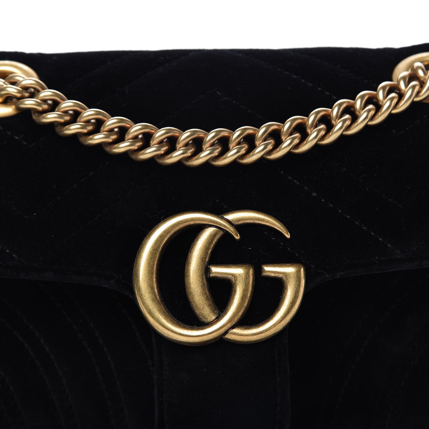 Velvet Matelasse Mini GG Marmont Shoulder Bag Black