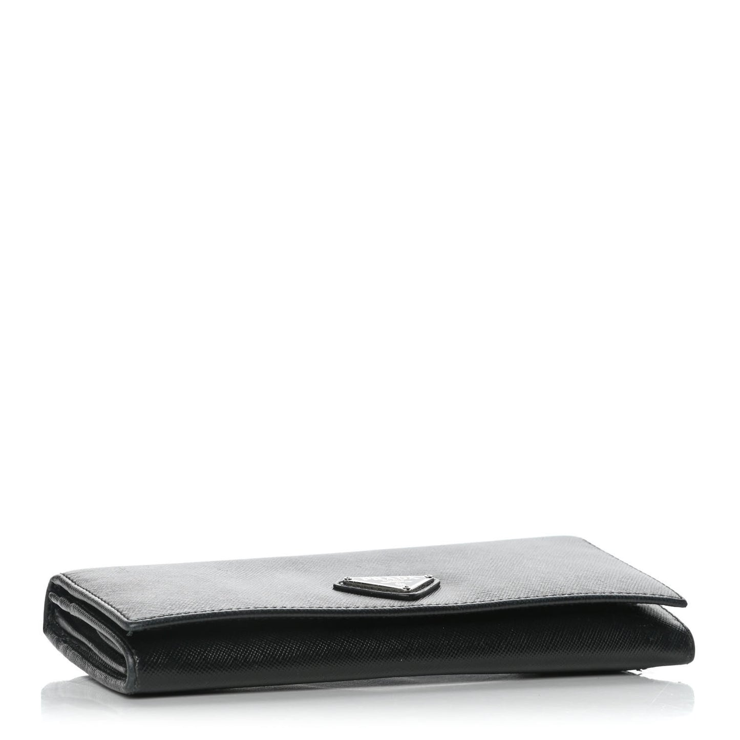 Saffiano Triangle Continental Flap Wallet Black