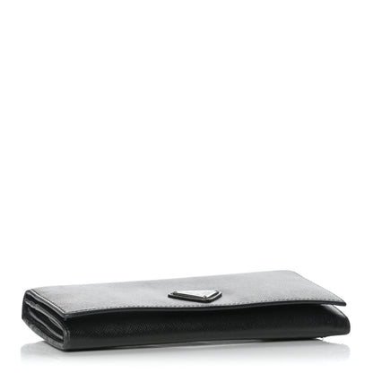 Prada Saffiano Triangle Continental Flap Wallet Black 4 of 13