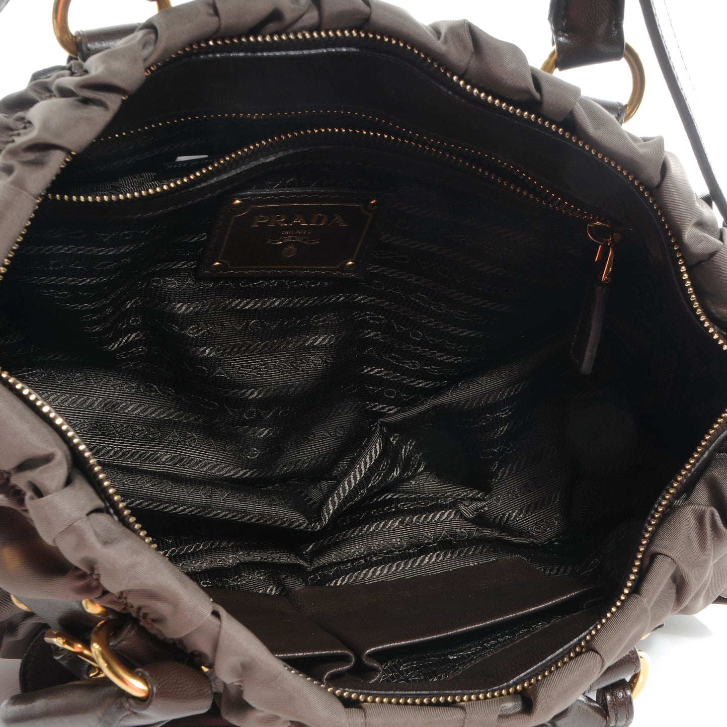 Tessuto Nylon Gaufre Shopping Satchel Fumo
