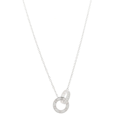 Cartier 18K White Gold Diamond Interlocking LOVE Paved Necklace 1 of 6