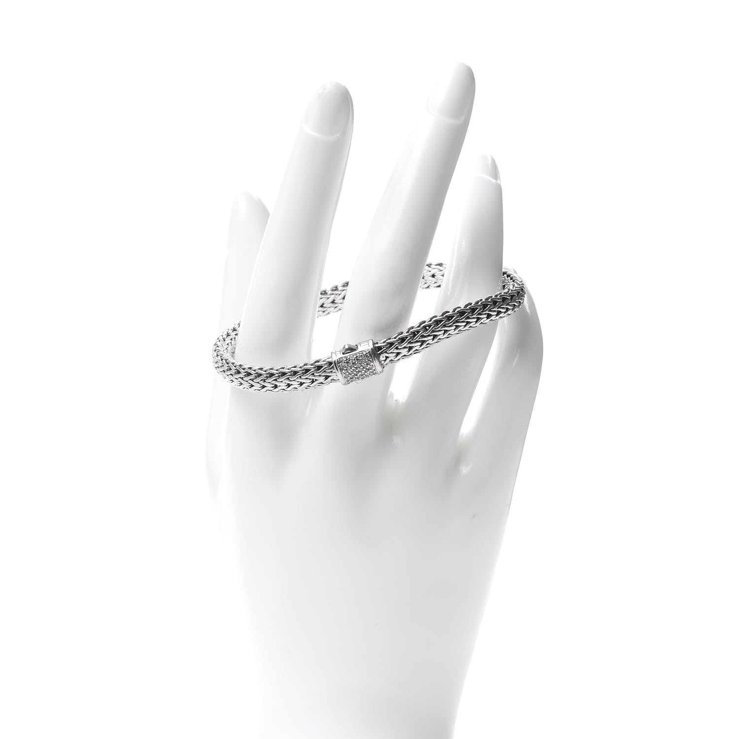 John Hardy Sterling Silver Diamond 6.5mm Classic Chain Bracelet 2 of 5