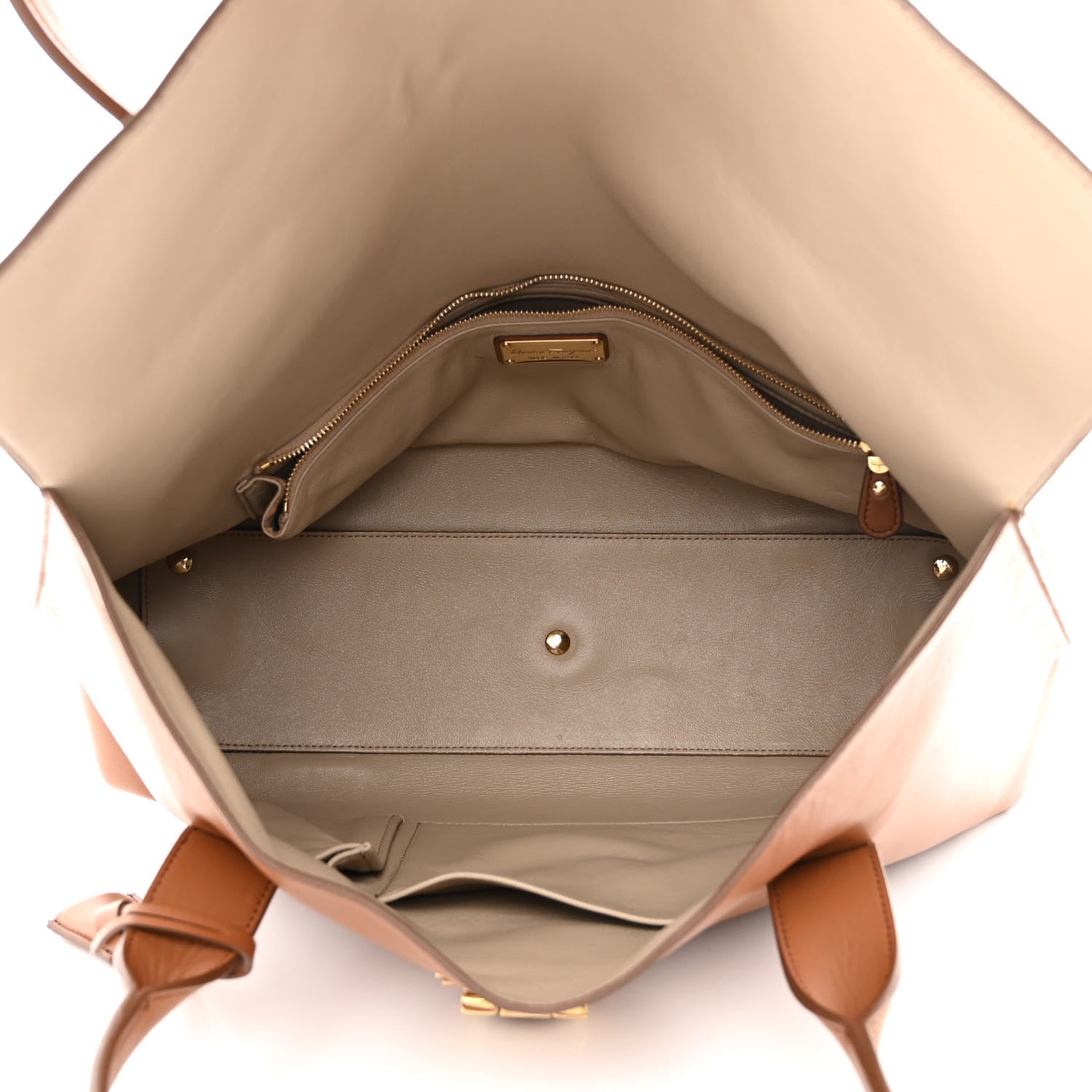 Salvatore Ferragamo Calfskin Large Sookie Satchel Brown 5 of 12