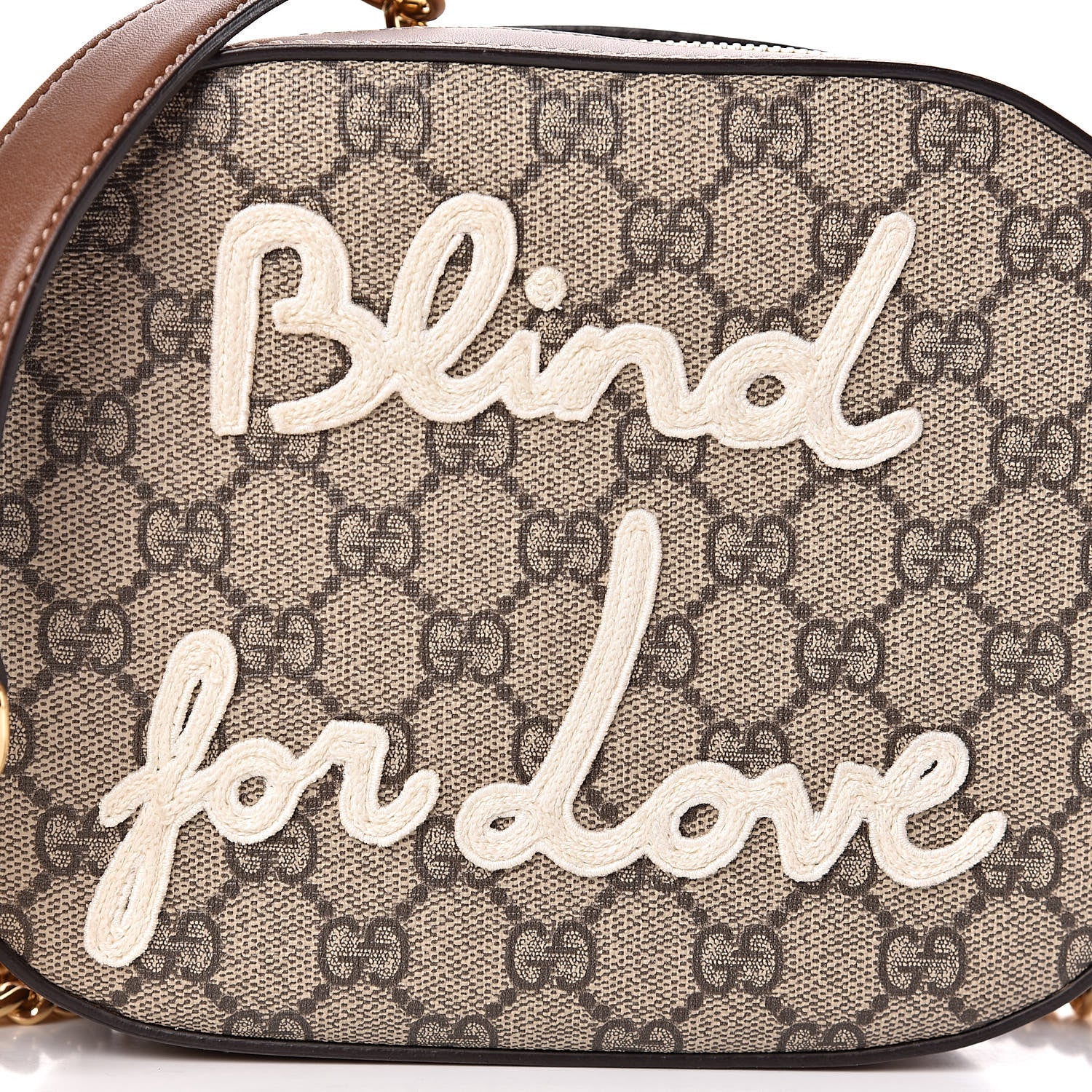 Gucci GG Supreme Monogram Blind For Love Embroidered Mini Chain Shoulder Bag Beige Tuscany 9 of 11