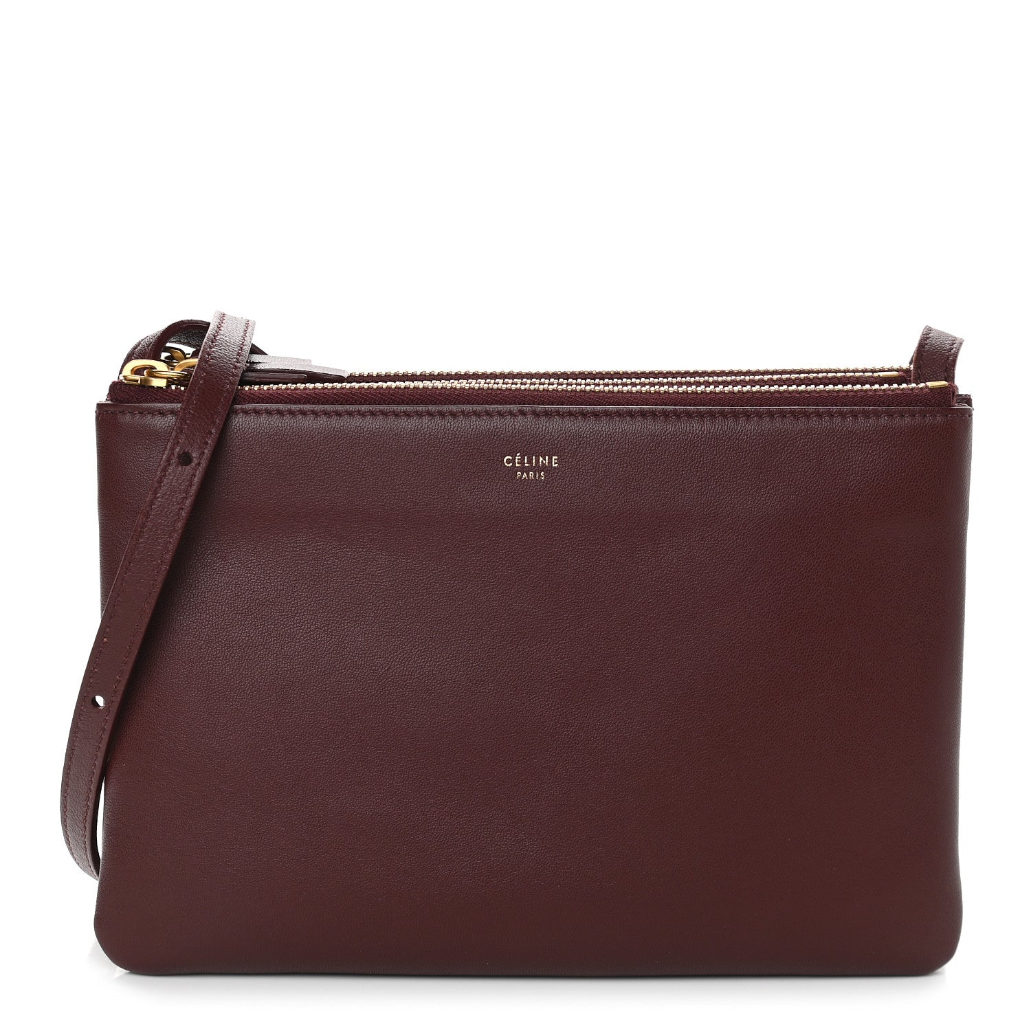 Celine Lambskin Large Trio Crossbody Bag Burgundy 1 of 10