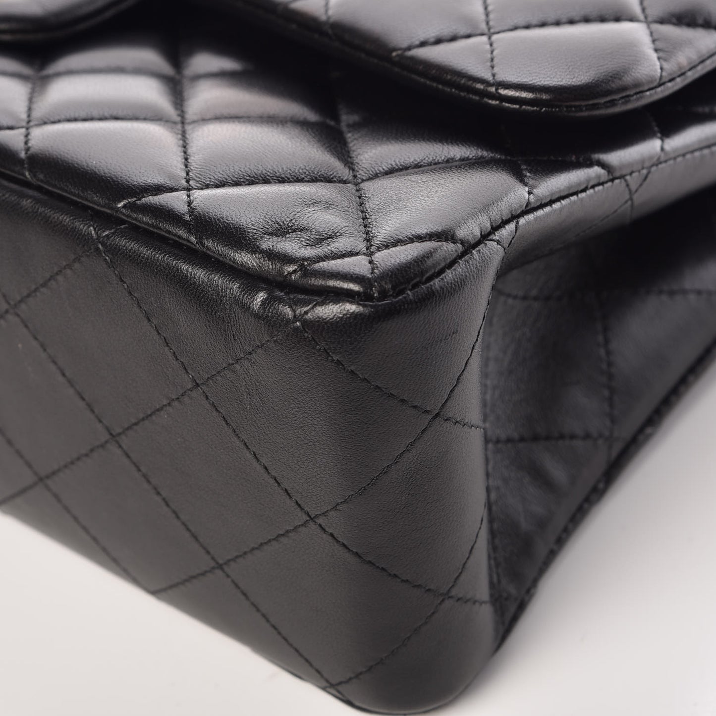 Lambskin Quilted Jumbo Double Flap Black
