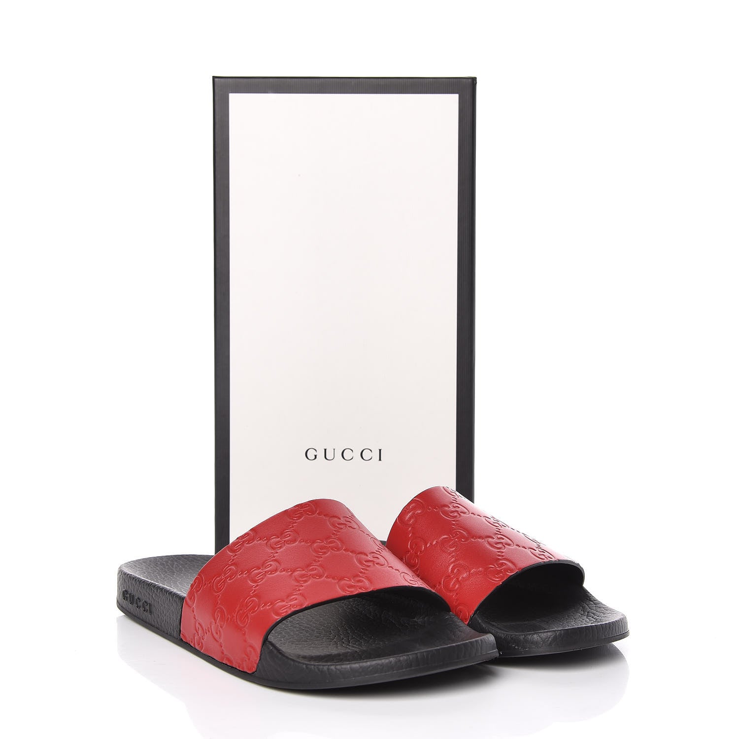 Gucci Guccissima Signature Womens Slide Sandals 39 Hibiscus Red 8 of 8