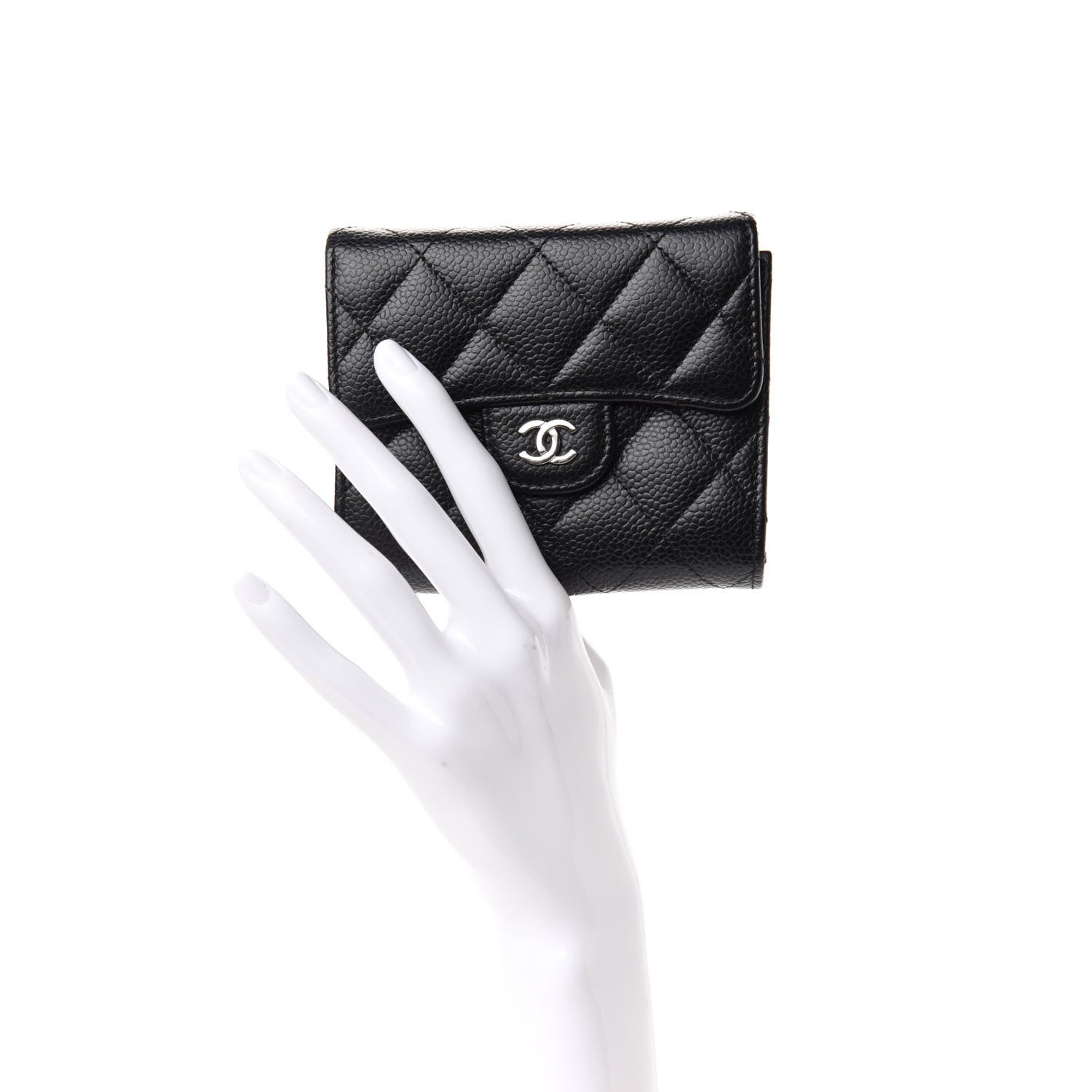 Chanel Caviar Quilted Compact Flap Wallet Black 2 of 8