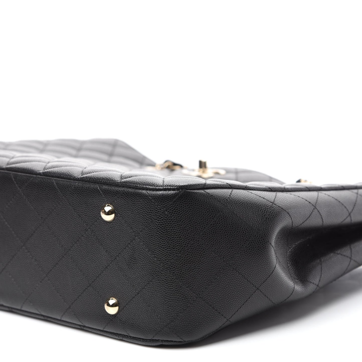 Caviar Quilted Large Classic Shopping Tote Black