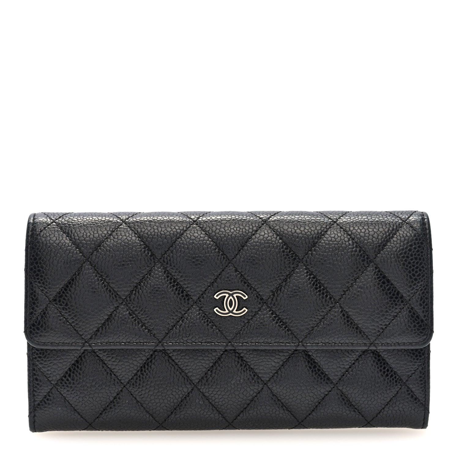 Chanel Caviar Quilted Large Gusset Flap Wallet Black 1 of 7