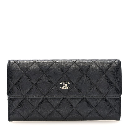 Chanel Caviar Quilted Large Gusset Flap Wallet Black 1 of 7
