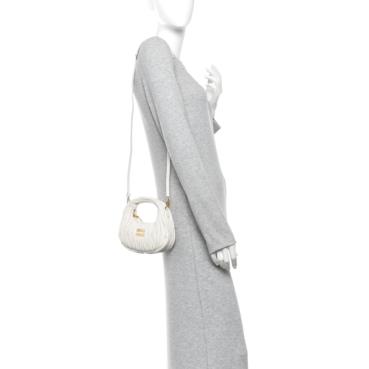 Miu Miu Nappa Matelasse Mini Wander Hobo White 2 of 10