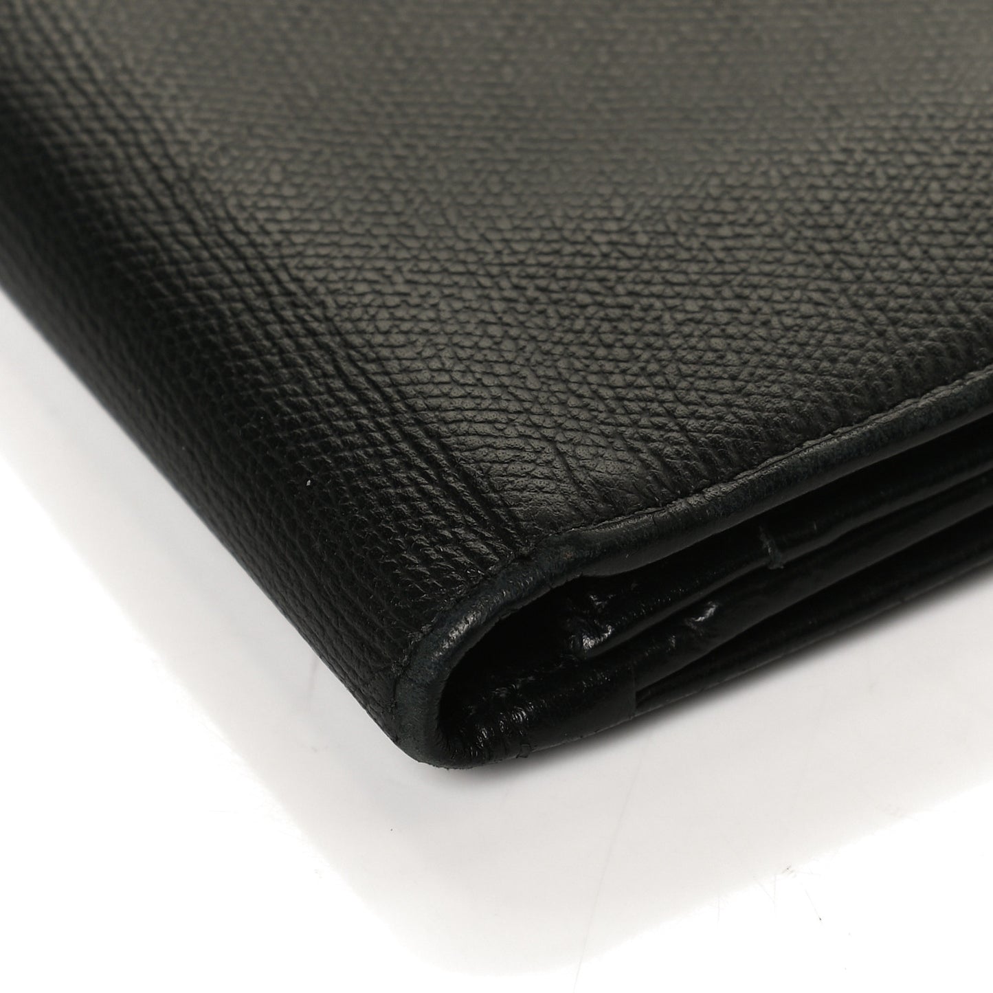 Grained Calfskin CC Button Long Wallet Black