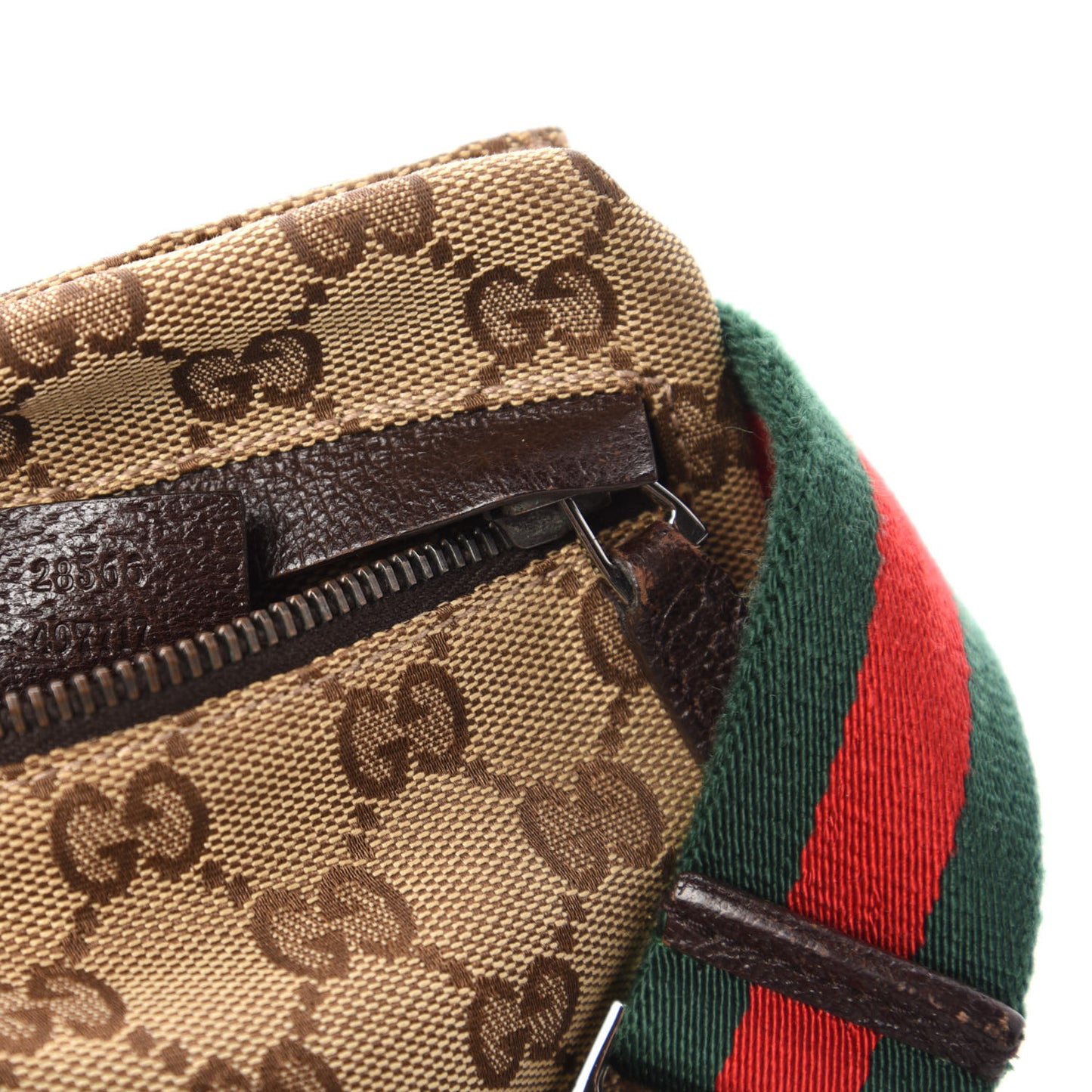 GG Monogram Web Double Pocket Belt Bag Dark Brown