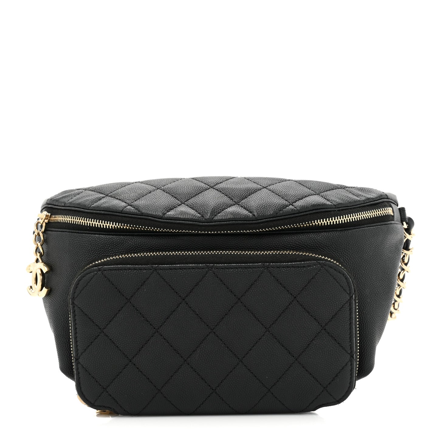 Caviar Quilted Business Affinity Waist Belt Bag Black