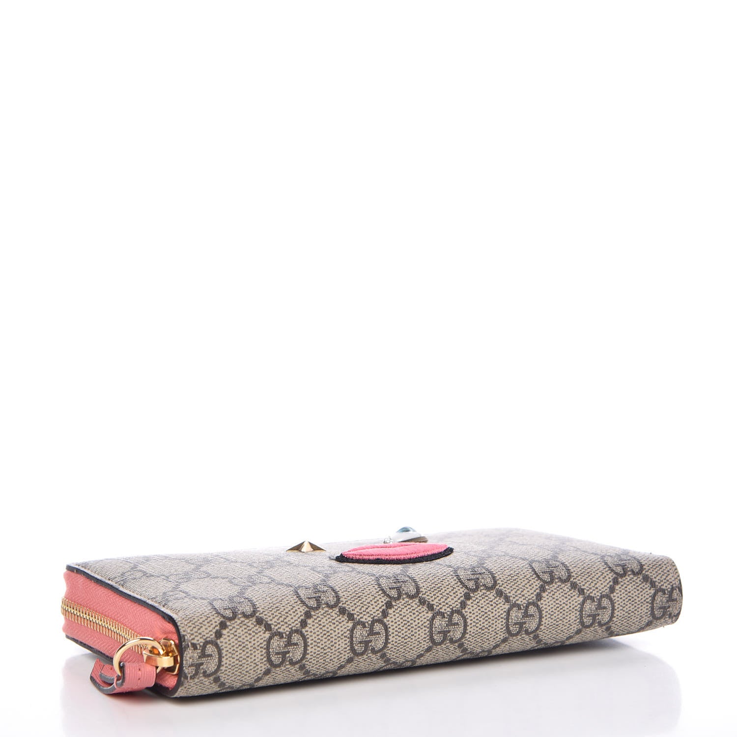 Gucci GG Supreme Monogram Embroidered Face Zip Around Wallet Pink 4 of 10