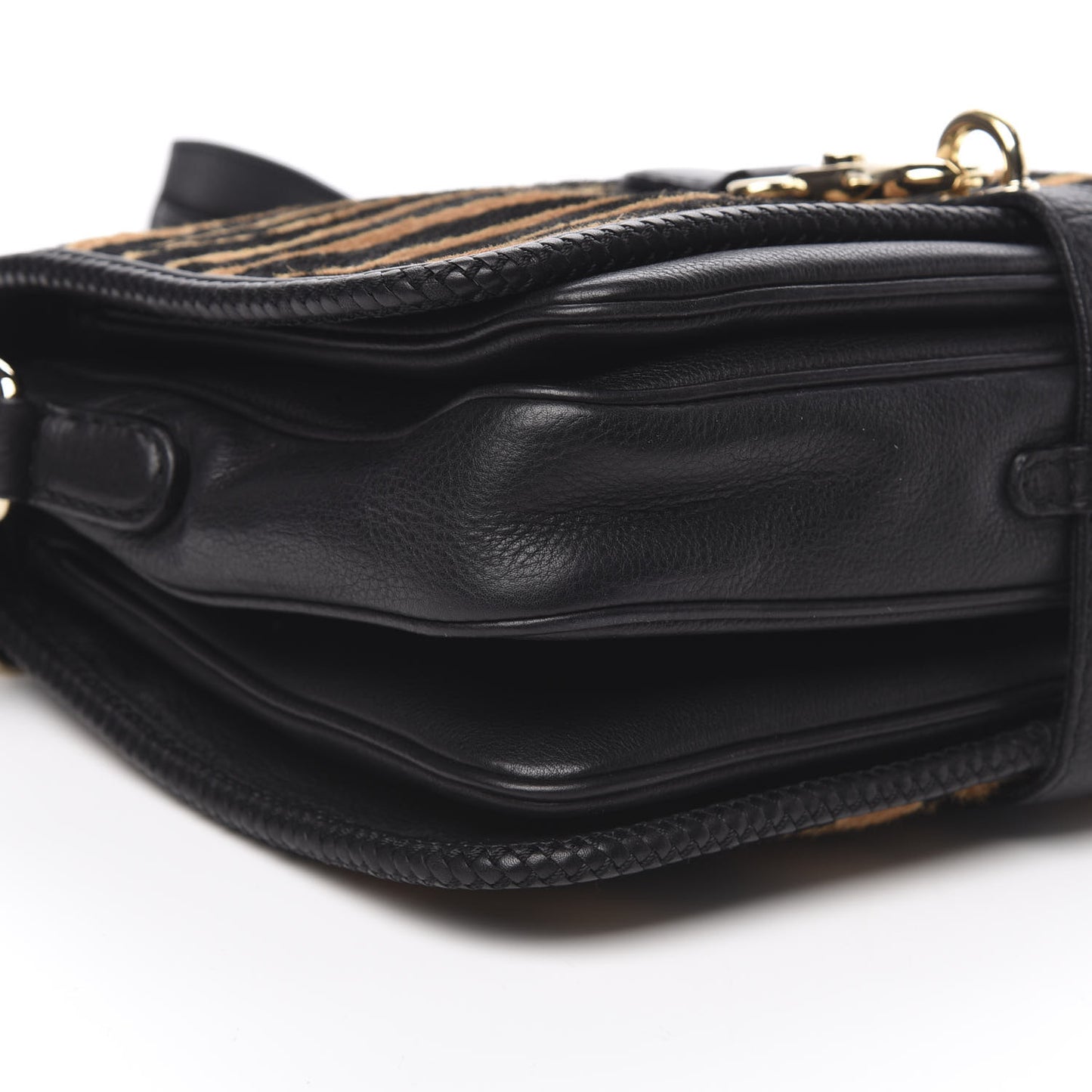 Calf Hair Calfskin Zebra Print Medium Marrakech Flap Messenger Bag Black