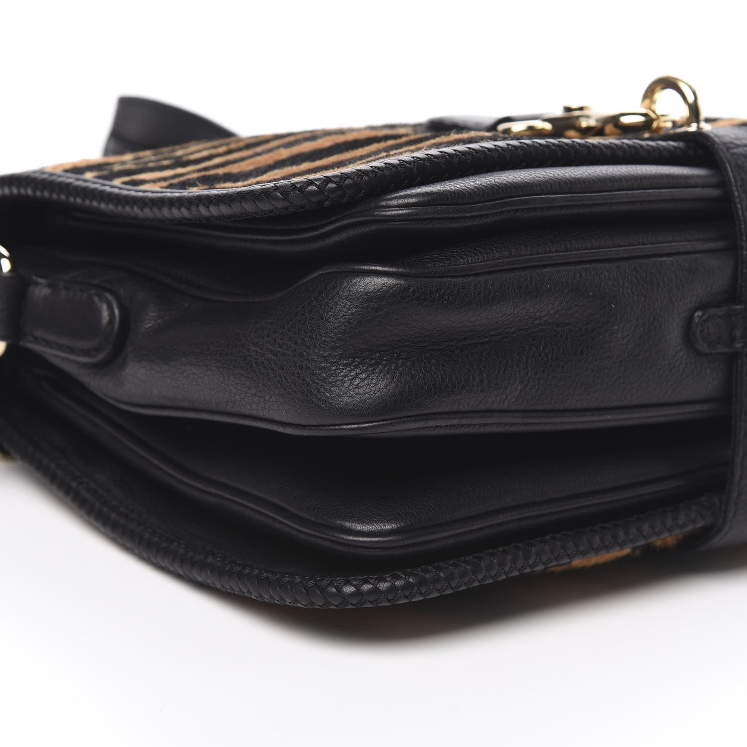 Gucci Calf Hair Calfskin Zebra Print Medium Marrakech Flap Messenger Bag Black 8 of 10
