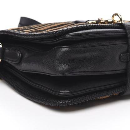 Gucci Calf Hair Calfskin Zebra Print Medium Marrakech Flap Messenger Bag Black 8 of 10