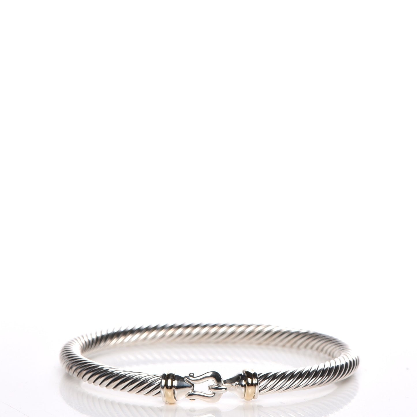 Sterling Silver 18K Yellow Gold 5mm Cable Classic Buckle Bracelet